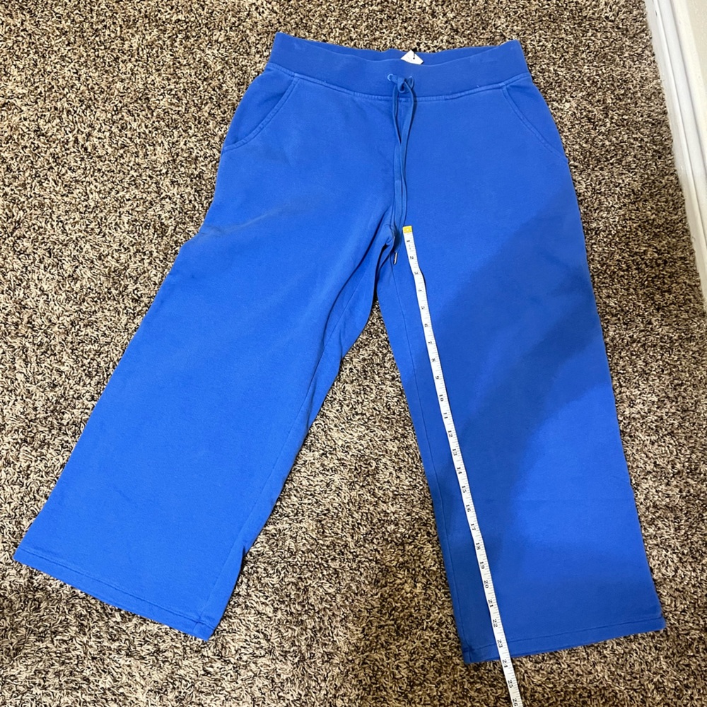 New! NWT Talbots Bright Blue Beach Terry Wide Crop Pants - Picture 9 of 10